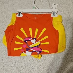 The Children's Place Orange Tank Top/Yellow Accents/yellow/orange Shorts